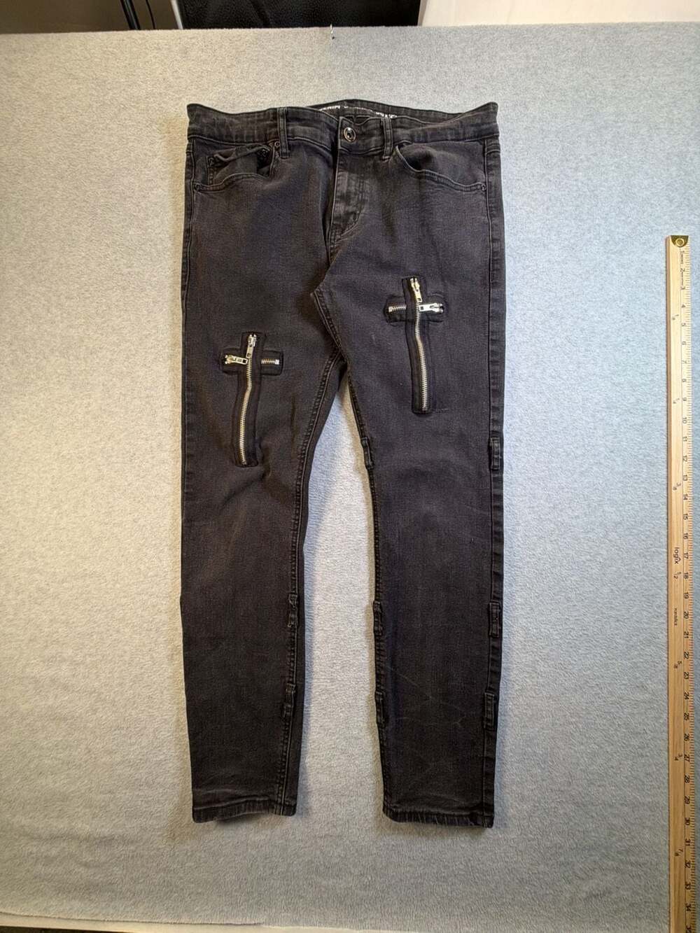 Stinger Black Zipper Skinny Jeans 36x32
